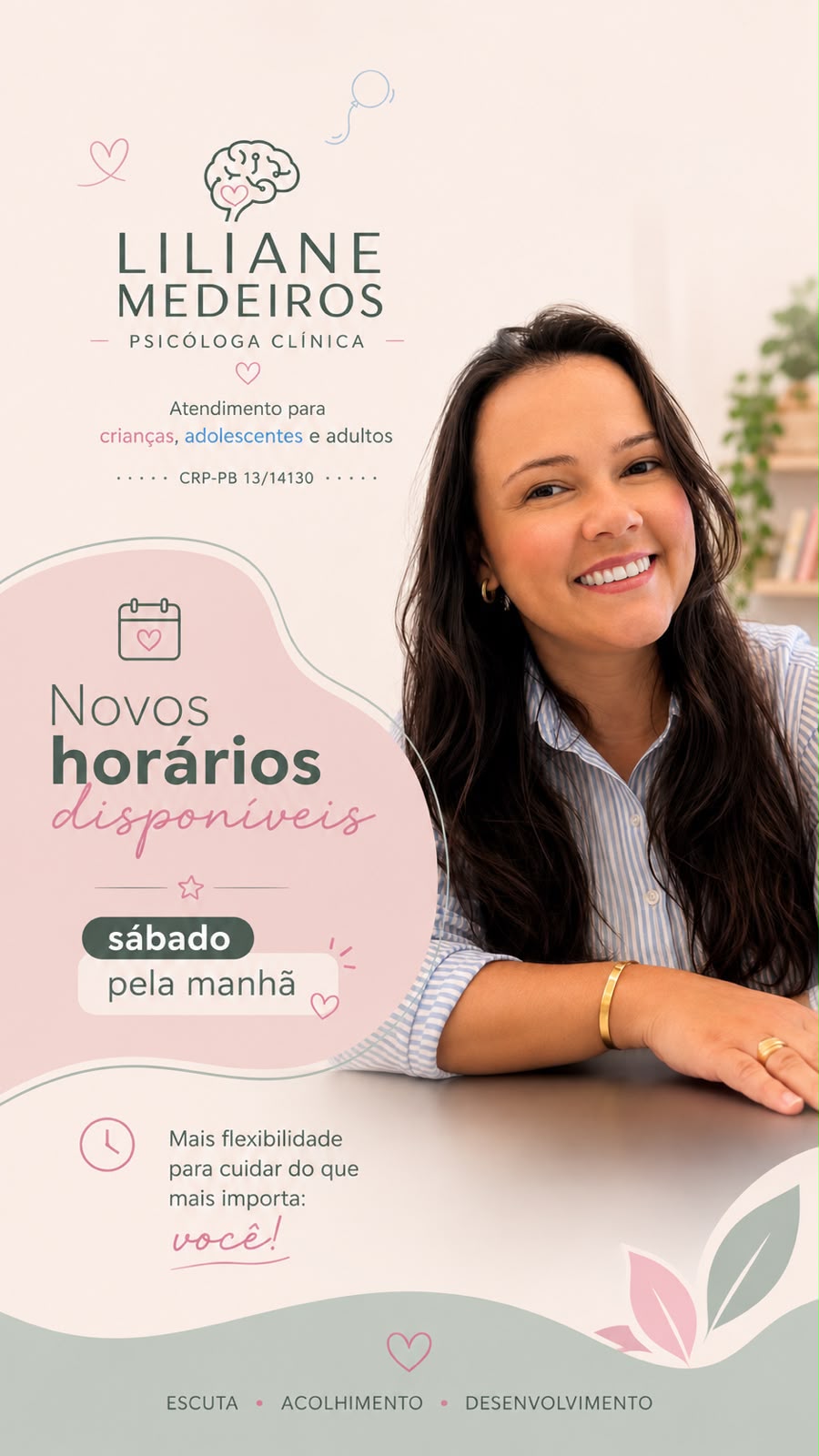 Novos horários disponíveis: sábado pela manhã